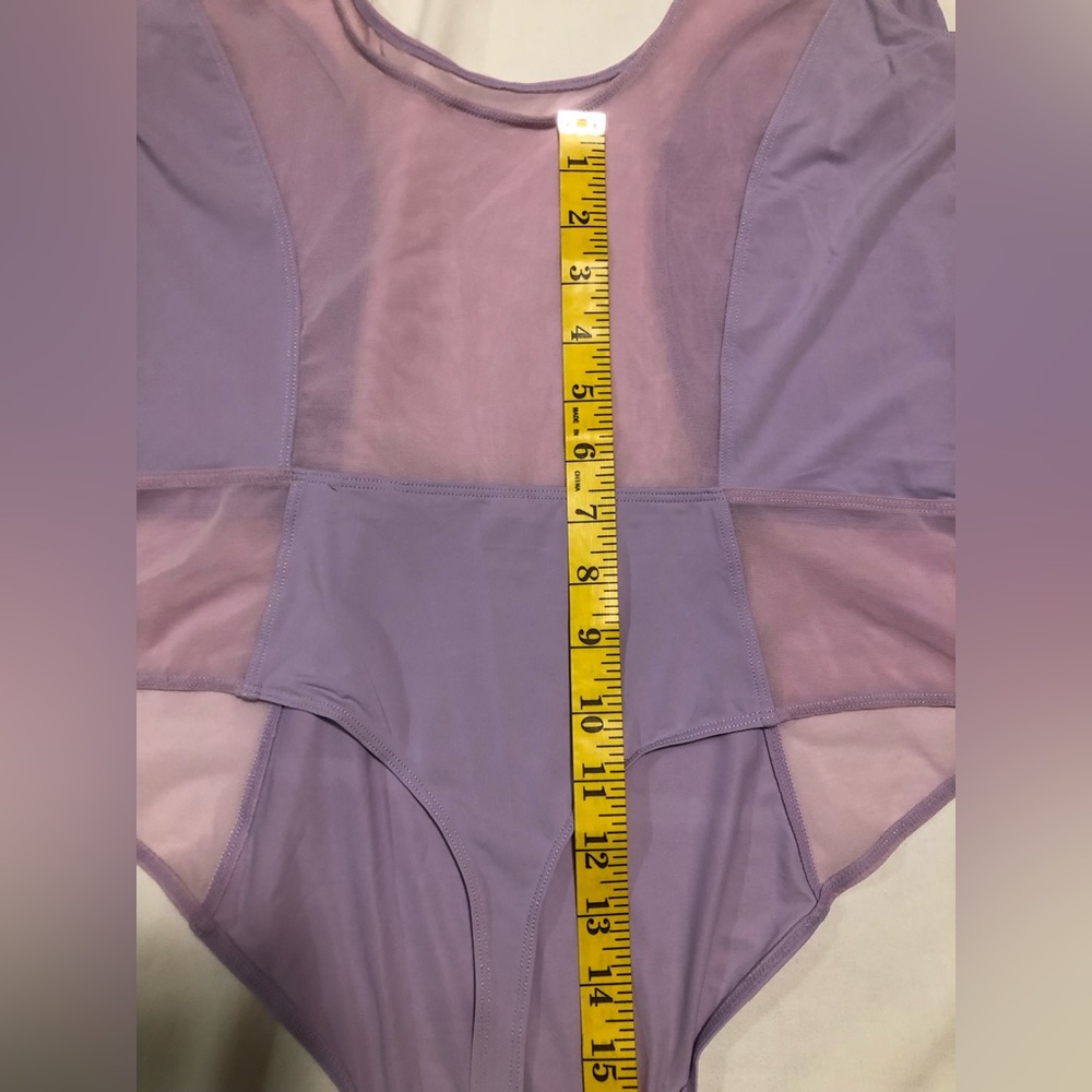 Parade lavender showoff tank bodysuit-silky and mesh fabric, 3X - Picture 6 of 8